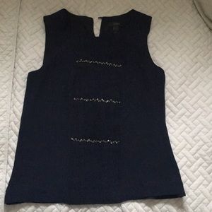 JCrew sleeveless silk blouse with jewels detail